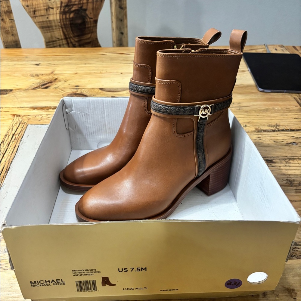 Michael Kors Brown Ankle Booties with Buckle Detail